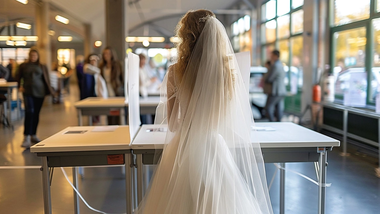 Unieke stemmende bruid in trouwjurk benadrukt burgerplicht in Staphorst